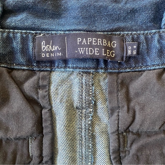 Boden Paperbag Jeans 8 Tie Waist Wide Leg High Rise Denim Trouser Pants - Picture 3 of 13